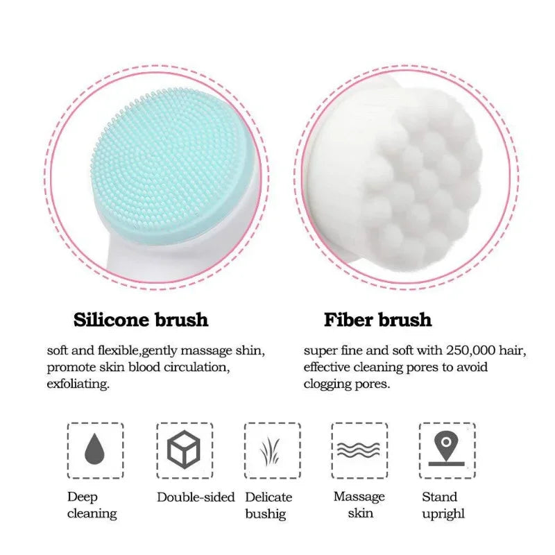 3D double silicone facial cleansing brush manual