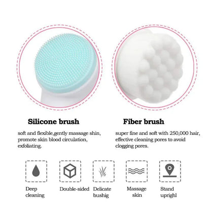 3D double silicone facial cleansing brush manual