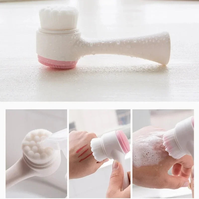 3D double silicone facial cleansing brush manual
