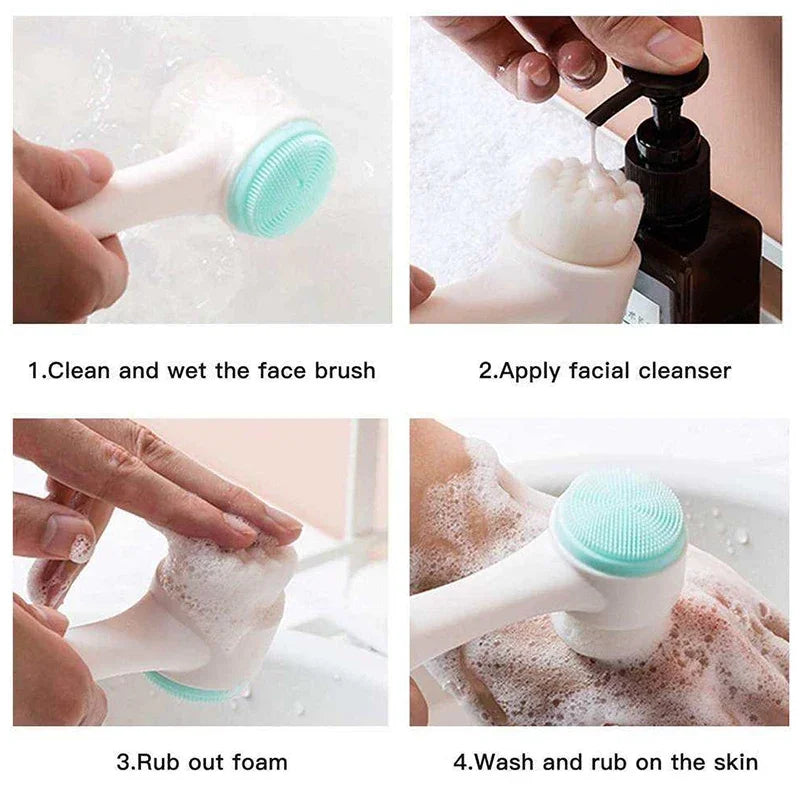 3D double silicone facial cleansing brush manual